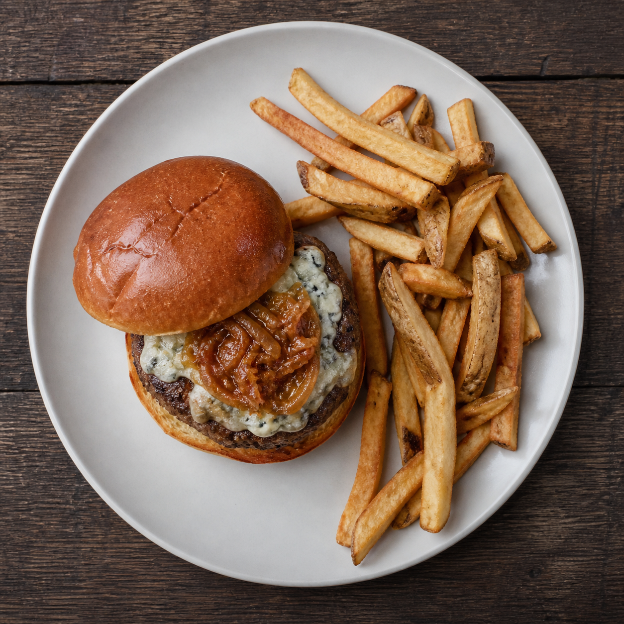 Blåskimmelburger med løgrelish
