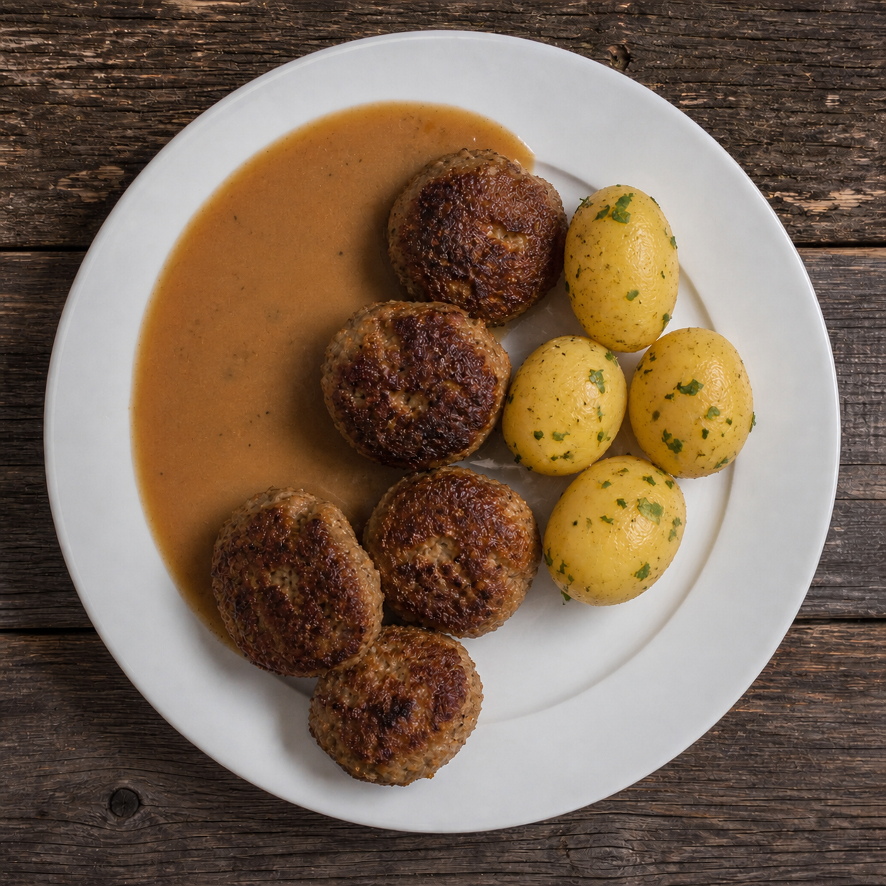 Frikadeller i pandesauce
