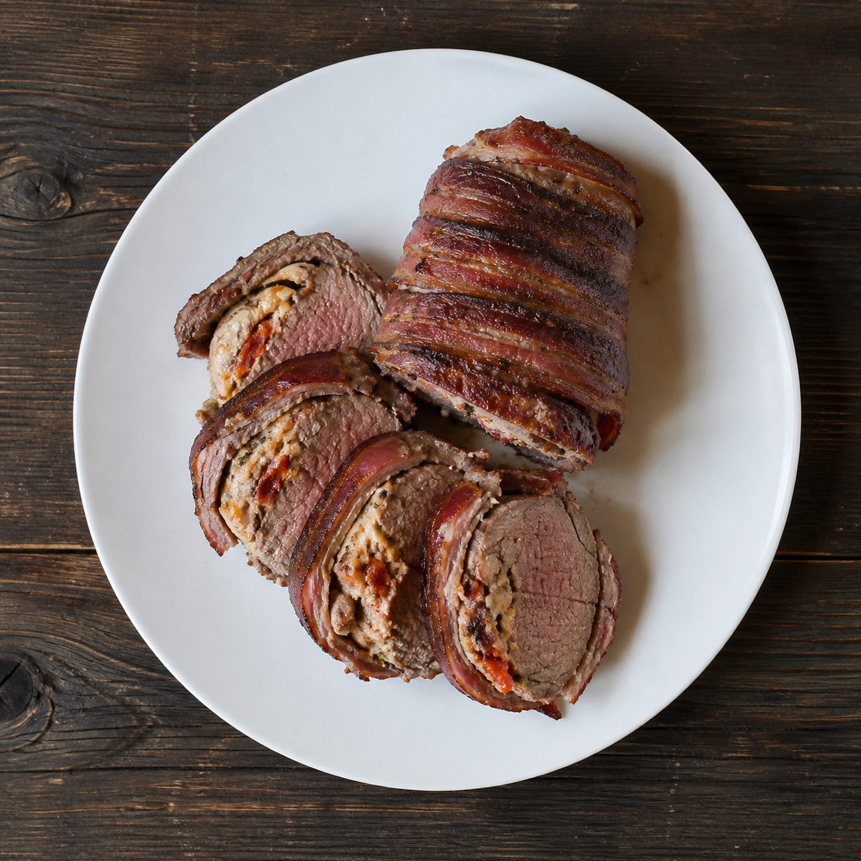 Fyldt oksemørbrad i bacon