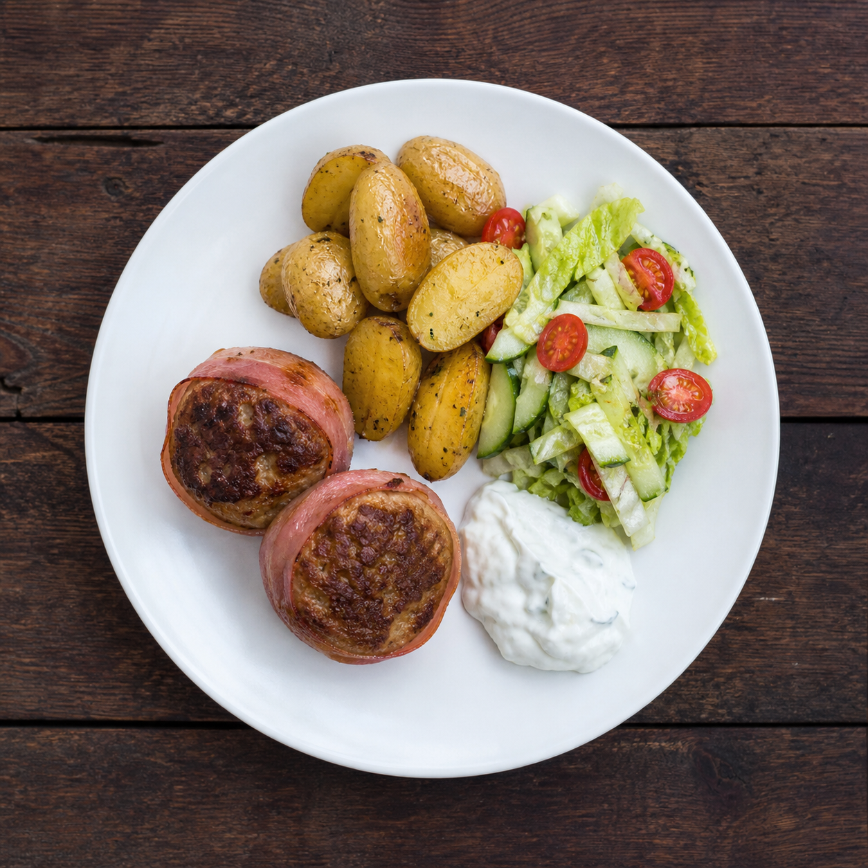 Kalkunfrikadeller i skinkesvøb