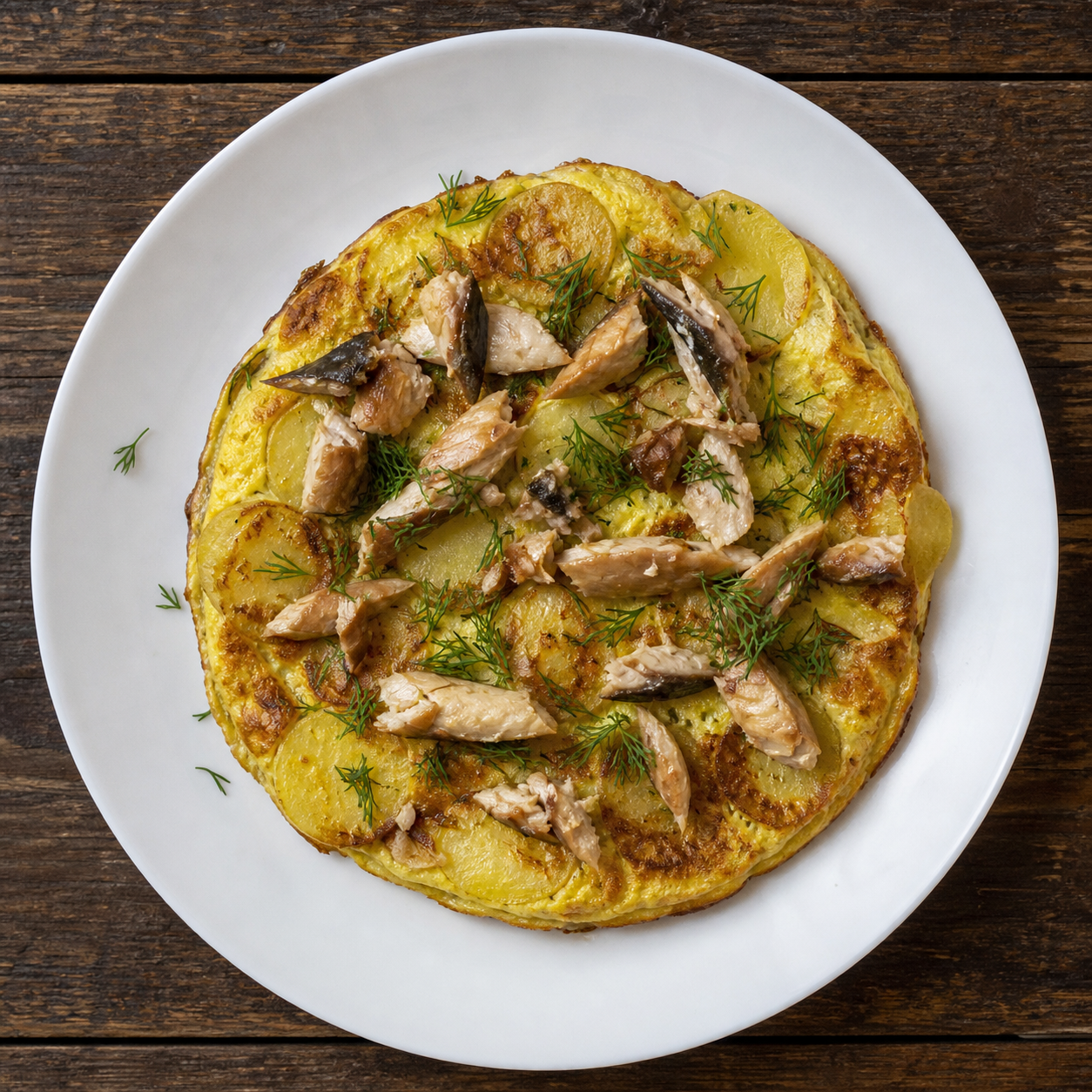 Kartoffelomelet med røget makrel