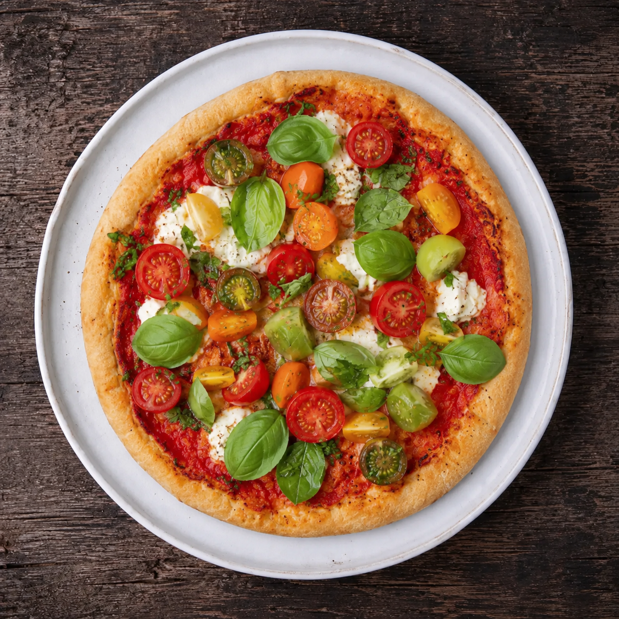 Pizza med friske tomater