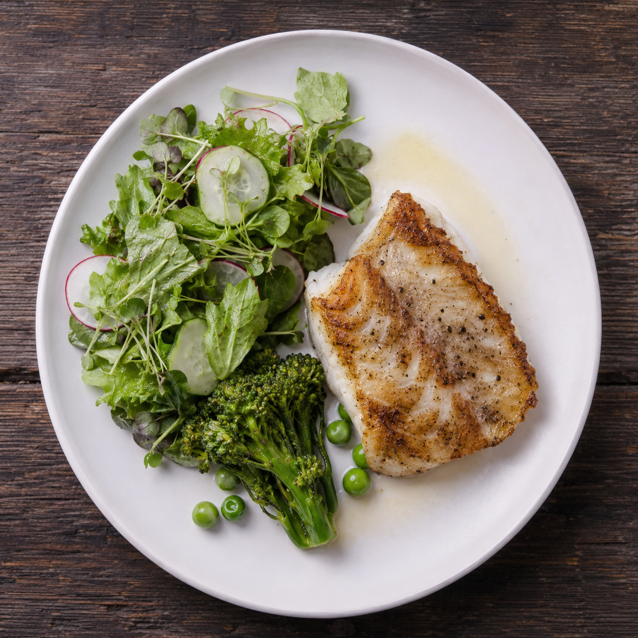 Stegt torsk med grøn salat